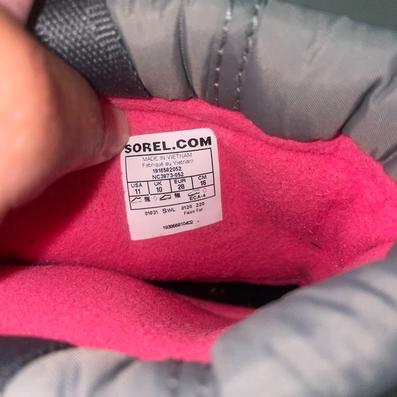 Sorel Childrens Whitney ll Puffy MID Waterproof Boots In Quarry/pink Sz 11 - Picture 11 of 14